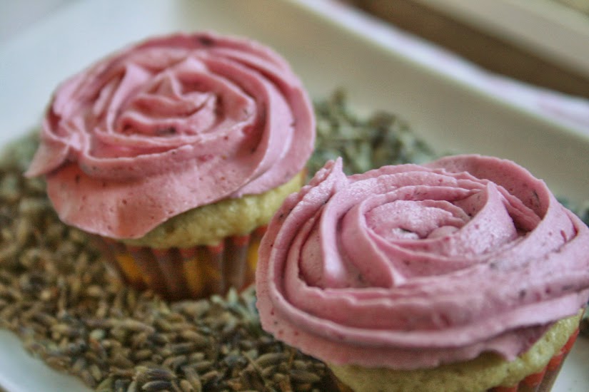 Lavender Cupcakes with Lavender Blueberry Buttercream