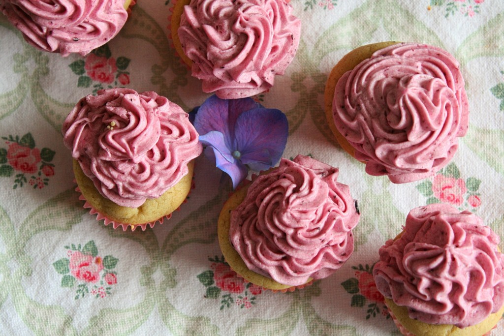 Lavender Cupcakes with Lavender-Blueberry Buttercream