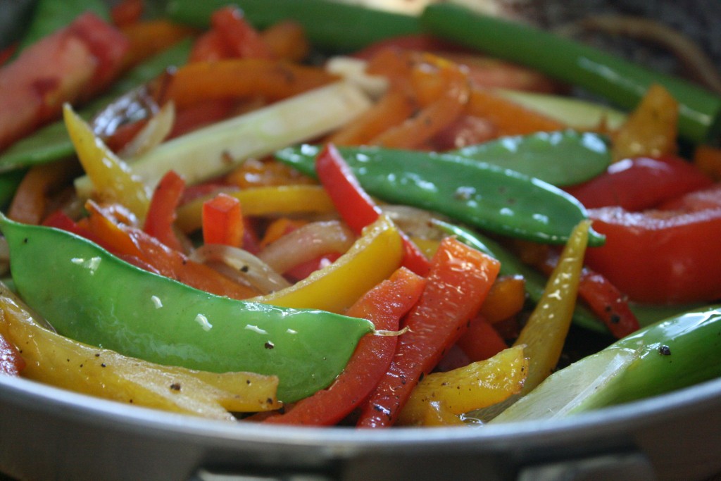 Vegan University Cooking: Sweet Pepper and Snow Pea Stir Fry + Tips for Stocking a Pantry