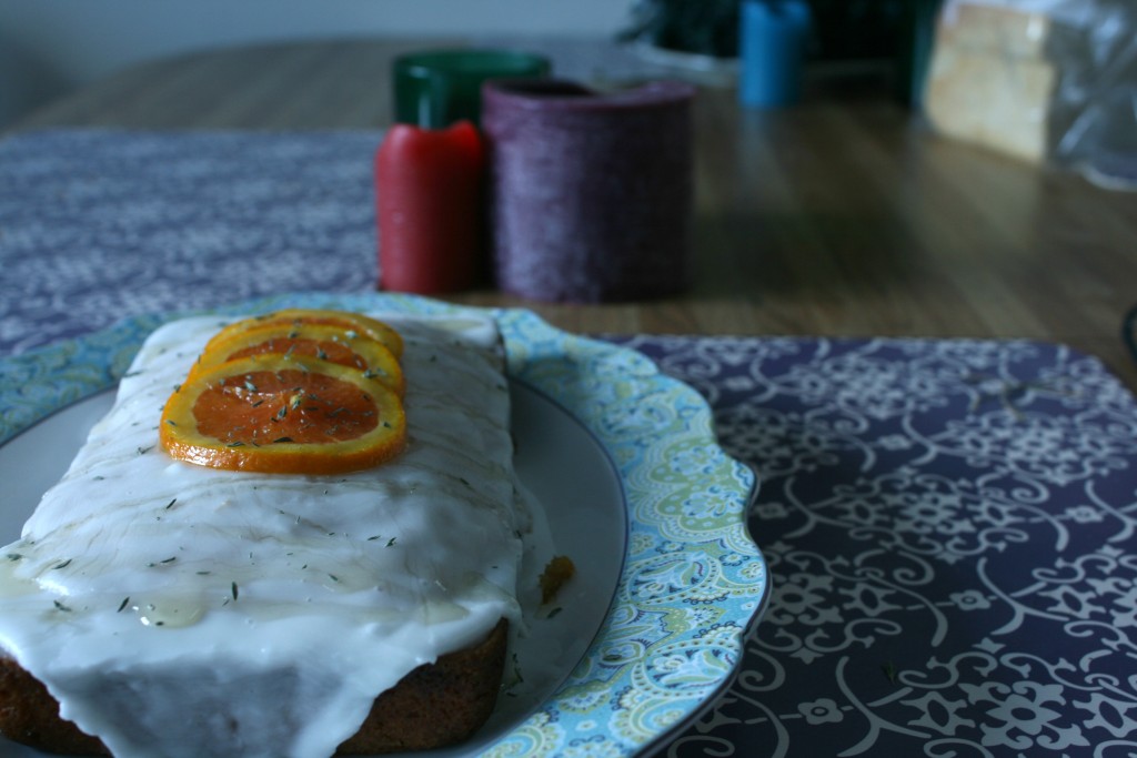 Orange and Lavender-Thyme Syrup Loaf Cake (Vegan)